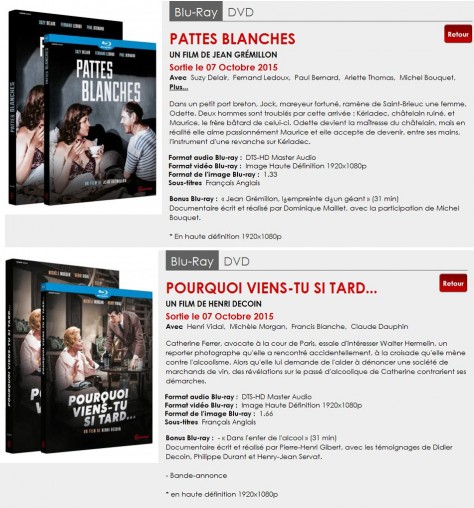 Gaumont Blu-ray Classiques - Octobre 2015
