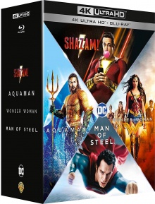 DCEU Origin Stories : Man of Steel + Wonder Woman + Aquaman + Shazam! - Packshot Blu-ray 4K Ultra HD