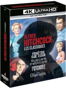 Alfred Hitchcock, les classiques : Fenêtre sur cour + Sueurs froides + Psychose + Les Oiseaux