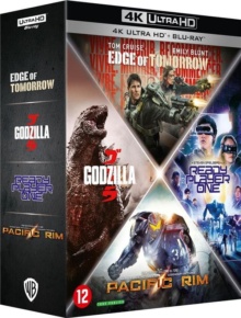 Coffret Action 4 Films : Edge of Tomorrow + Ready Player One + Pacific Rim + Godzilla - Packshot Blu-ray 4K Ultra HD
