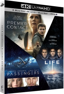 Coffret Premier contact + Passengers + Life - Origine inconnue – Packshot Blu-ray 4K Ultra HD