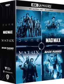 Coffret Science-Fiction 4 Films cultes : Mad Max + Matrix + Blade Runner + Dune - Packshot Blu-ray 4K Ultra HD