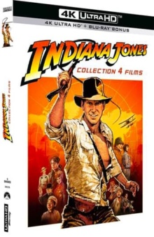 Indiana Jones (1981 – 2008) de Steven Spielberg - Coffret 4 Films - Packshot Blu-ray 4K Ultra HD