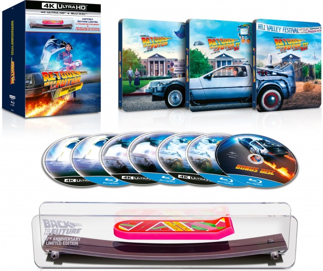 Retour vers le futur : Trilogie – Coffret Ultra collector Hoverboard numéroté – Steelbook – Packshot Blu-ray 4K Ultra HD (Ouvert)