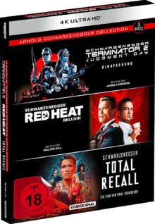 Arnold Schwarzenegger Collection : Terminator 2 + Double Détente + Total Recall - Packshot Blu-ray 4K Ultra HD
