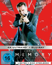 Mémoire meurtrière (2022) de Martin Campbell - Édition Steelbook - Packshot Blu-ray 4K Ultra HD