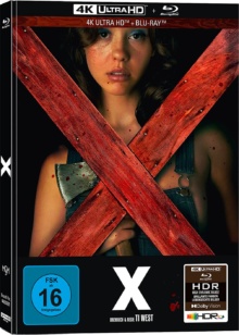 X (2022) de Ti West - Édition Collector Limitée Mediabook - Couverture A - Packshot Blu-ray 4K Ultra HD