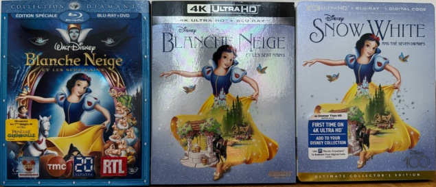 Blanche-Neige et les sept nains (1937) de David Hand - Édition Blu-ray 2009 vs Édition Blu-ray 4K France vs Édition Blu-ray 4K USA